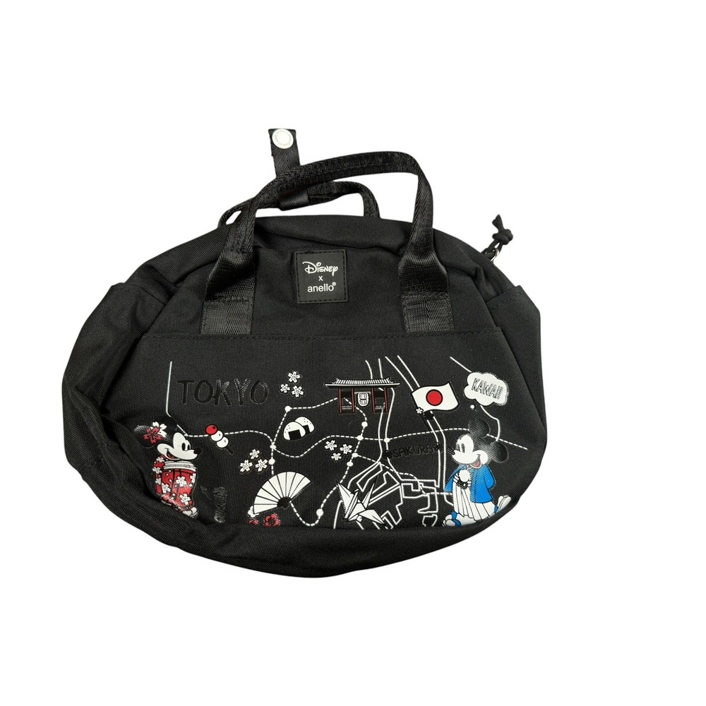 ANELLO Disney Mickey Tokyo DT G011 Black 2 Way Tote Crossbody Bag Limited